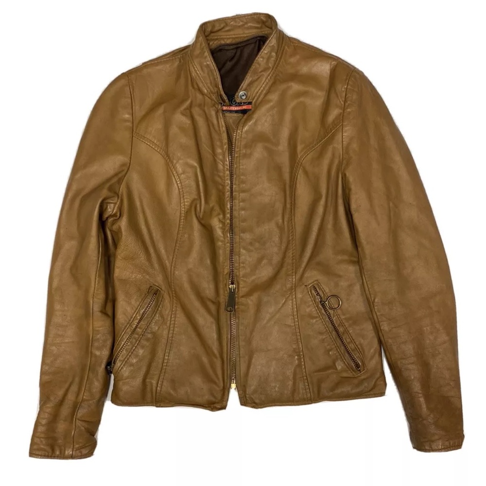 Vintage BROOKS Women’s LEATHER Motorcycle Cafe Racer Jacket Sz Small USA Talon
